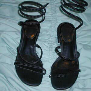 Rene Caovilla Cleo Crystal Embellished Sandals EU 37- Black- Stunning!
